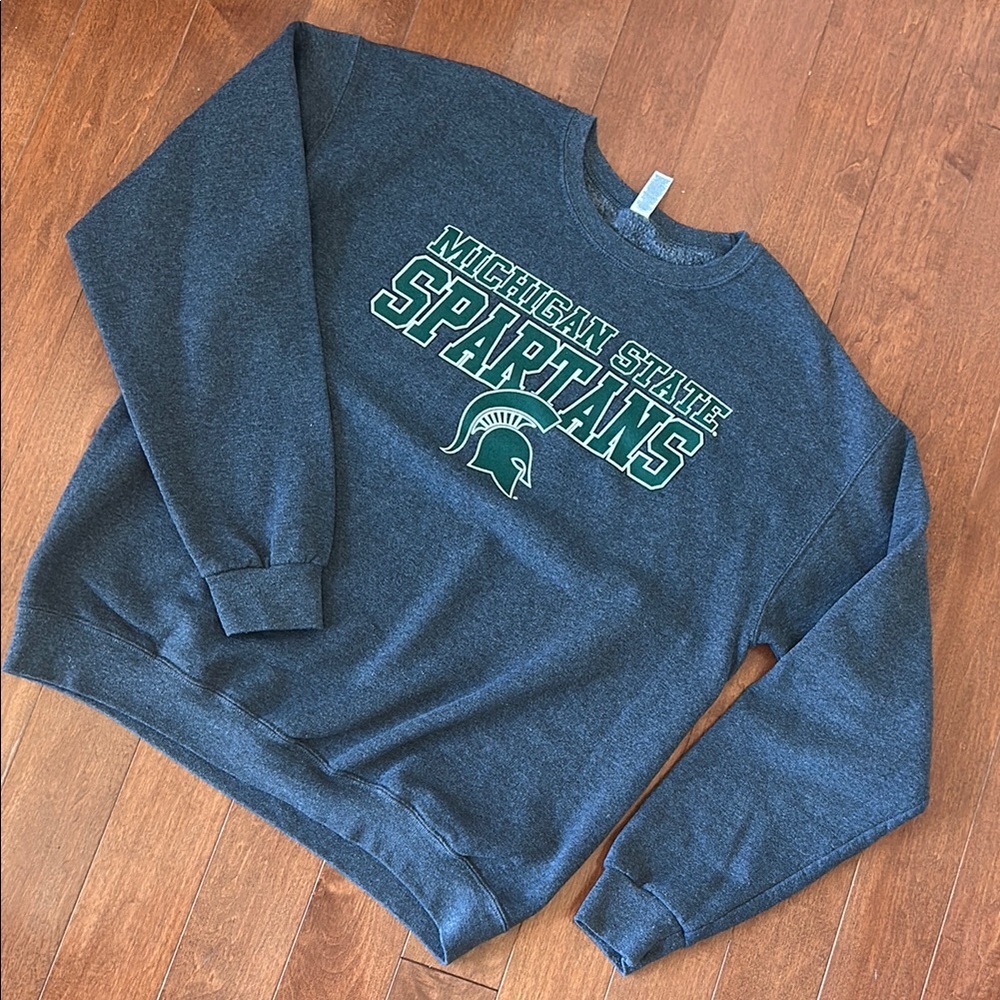 Jerzees Gray Crewneck Sweater with Collegiate Style